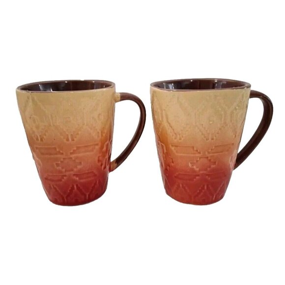 Better Homes & Gardens Other - Southwest Fall Mug Red Yellow Brown Orange Ceramic Better Homes 2 Lot